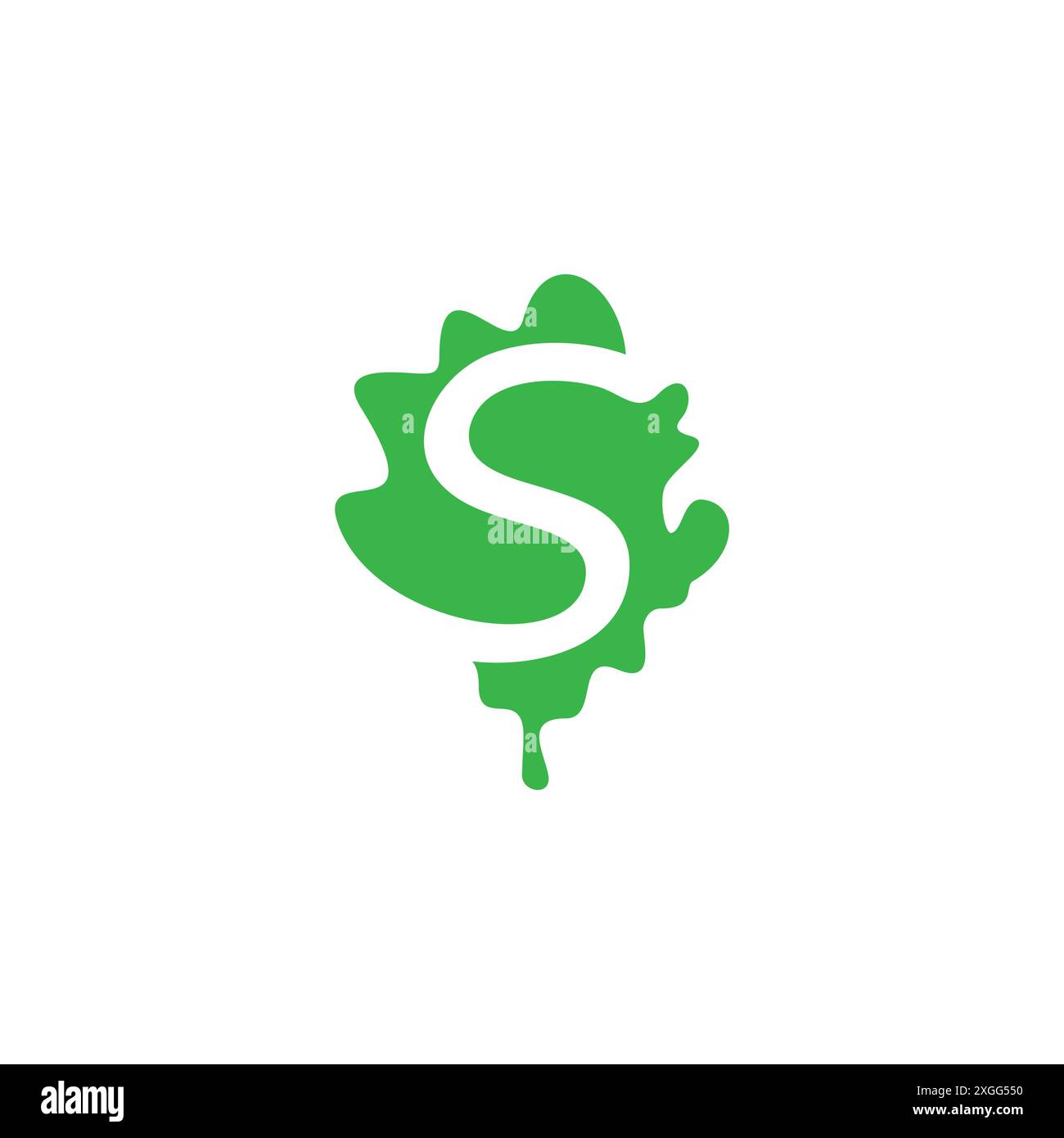 letter s leaf green simple curves logo vector Stock Vector