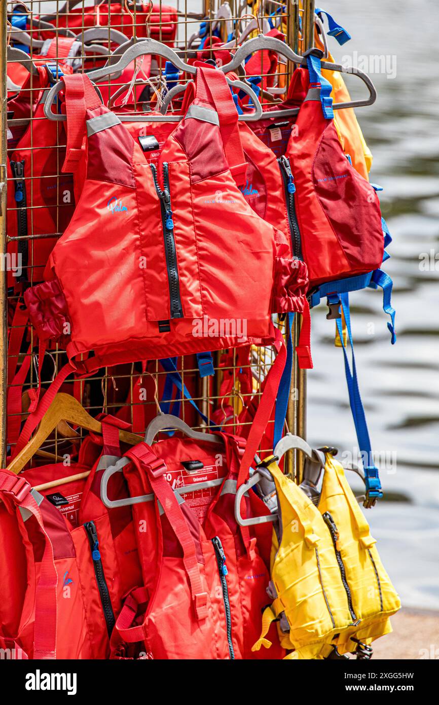 brightly coloured lifejacket, buoyancy aid, life vest, flotation