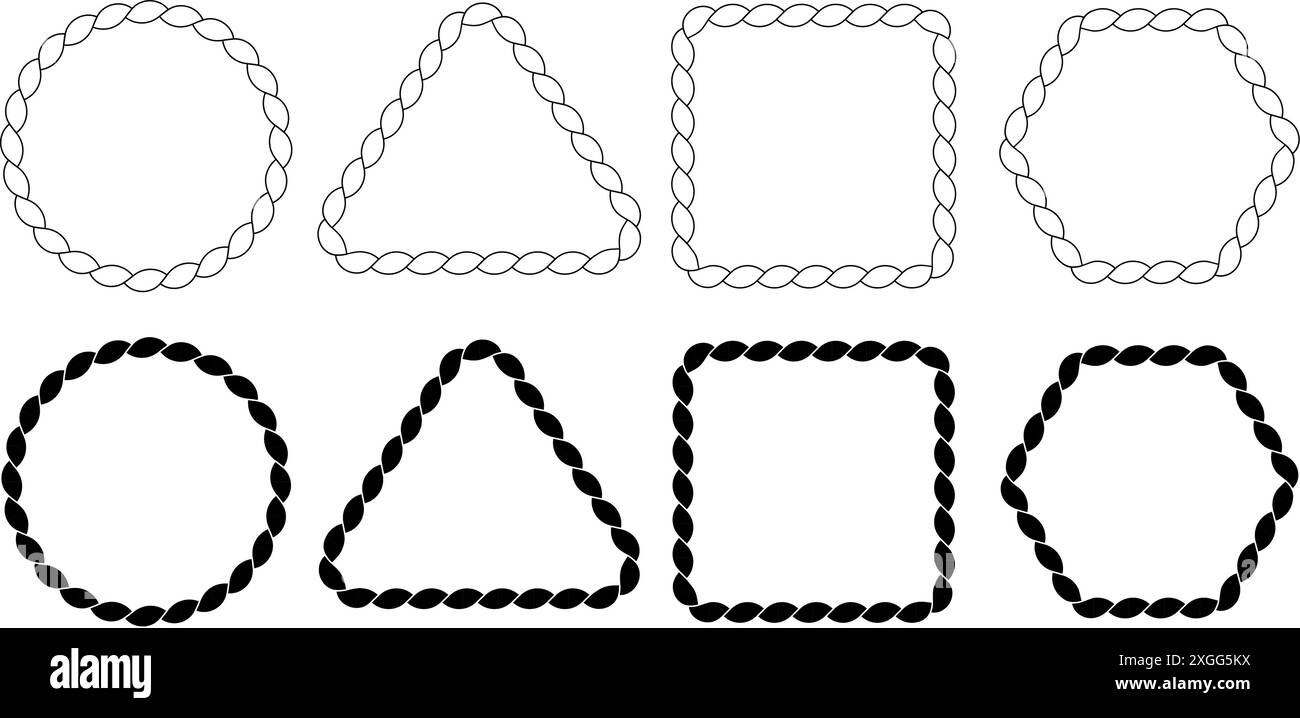 Simple rope frame set, circular, triangular, square and hexagonal ...