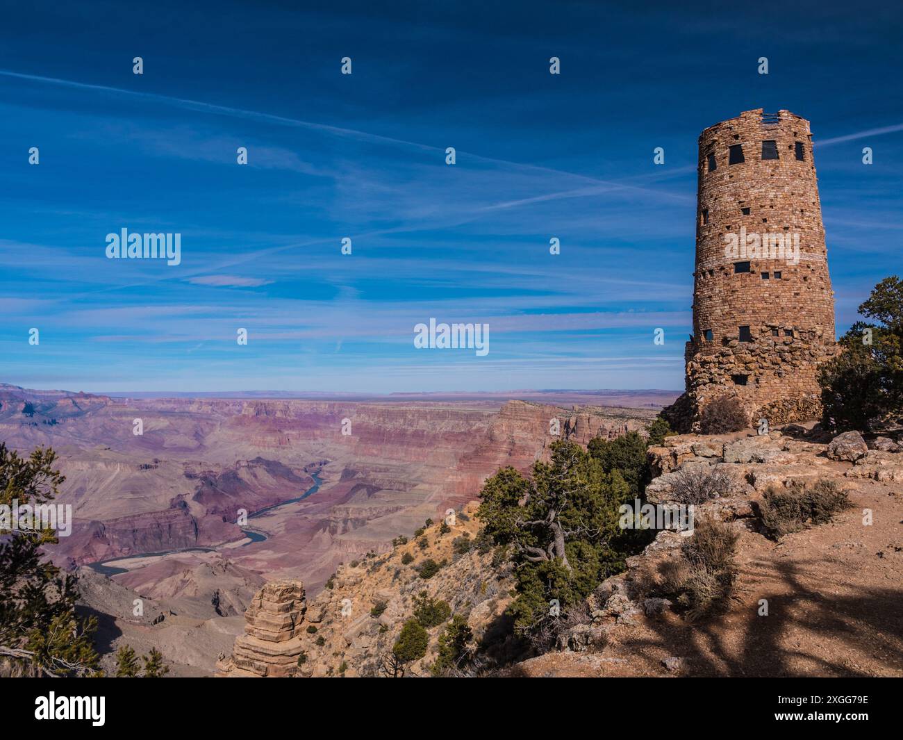 Desert View Watchtower by the Grand Canyon, Arizona Stock Photo