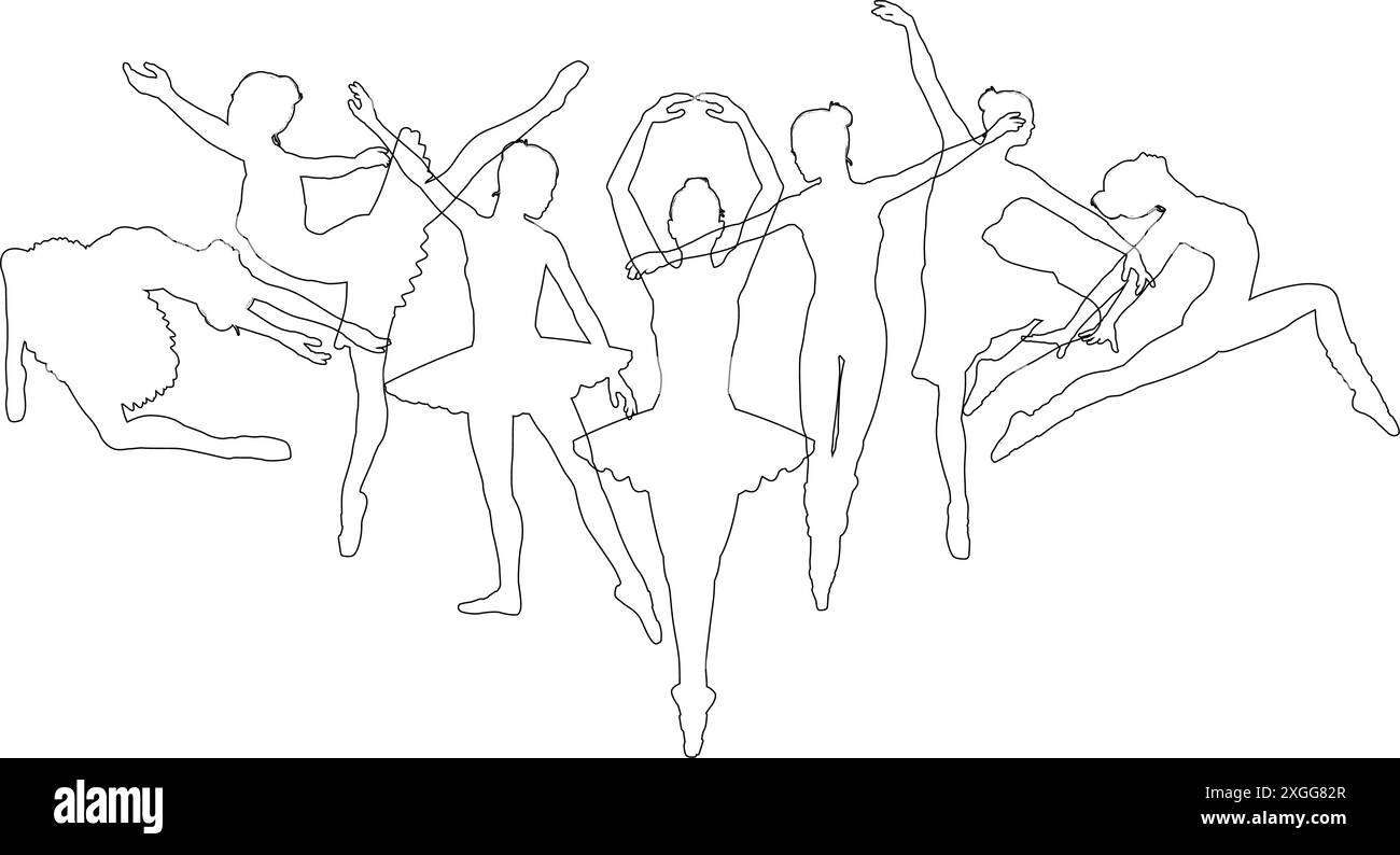 Ballet Dancer Silhouette Dancers Poses Silhouettes Stock Vector Image ...