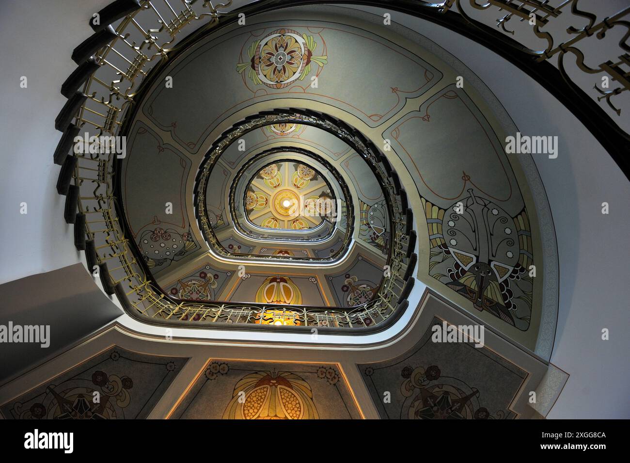 Spiral staircase of the Art Nouveau Museum located in the apartment ...