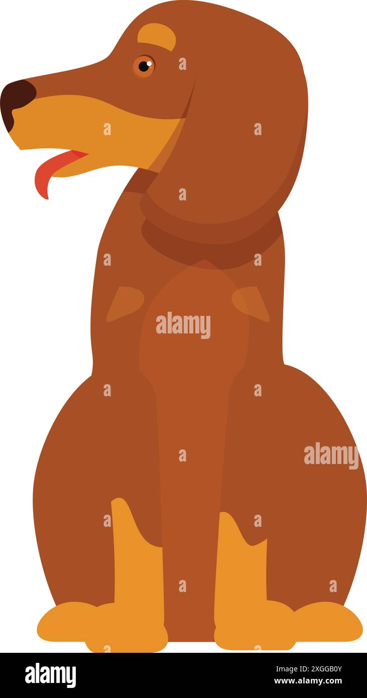 Cartoon dachshund dog sitting and sticking out its tongue Stock Vector