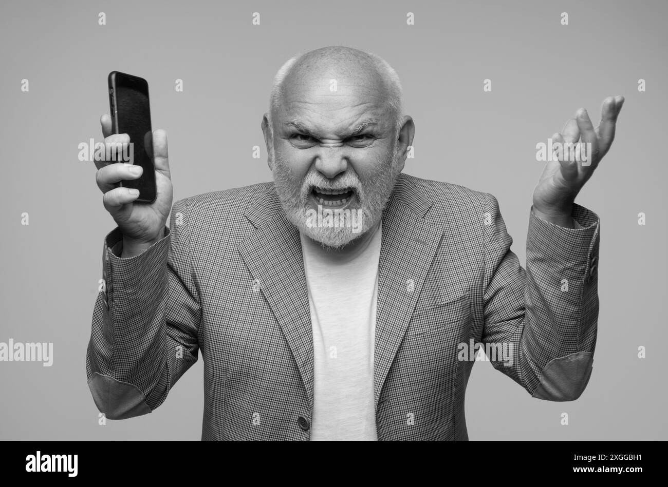 Old man using app Black and White Stock Photos & Images - Alamy