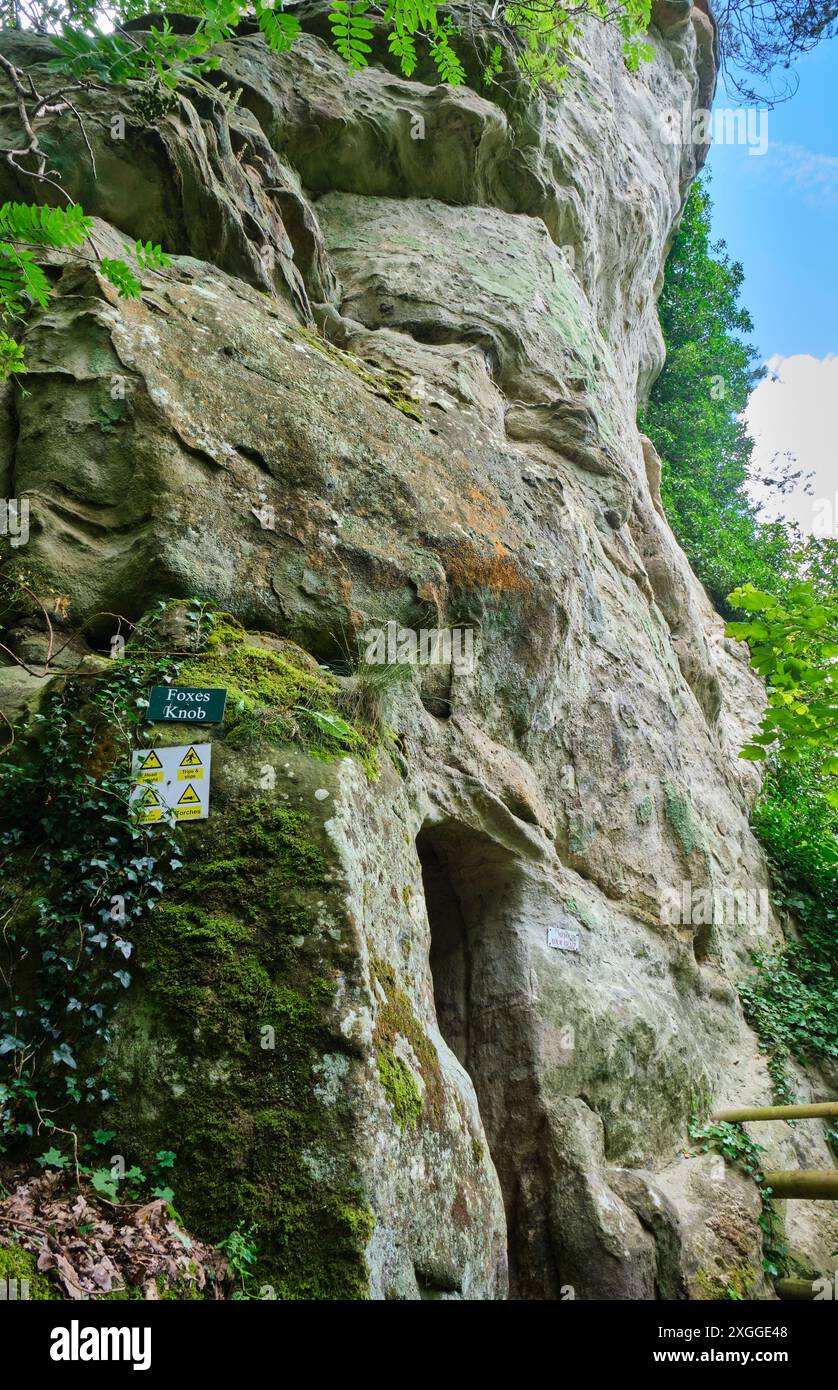 Hawkstone Sign Foxes Knob at Hawkstone Follies, Hawkstone Park, Weston-under-Redcastle ...