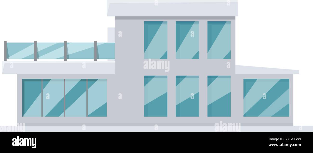 Modern house building facade with large windows presenting minimalist ...
