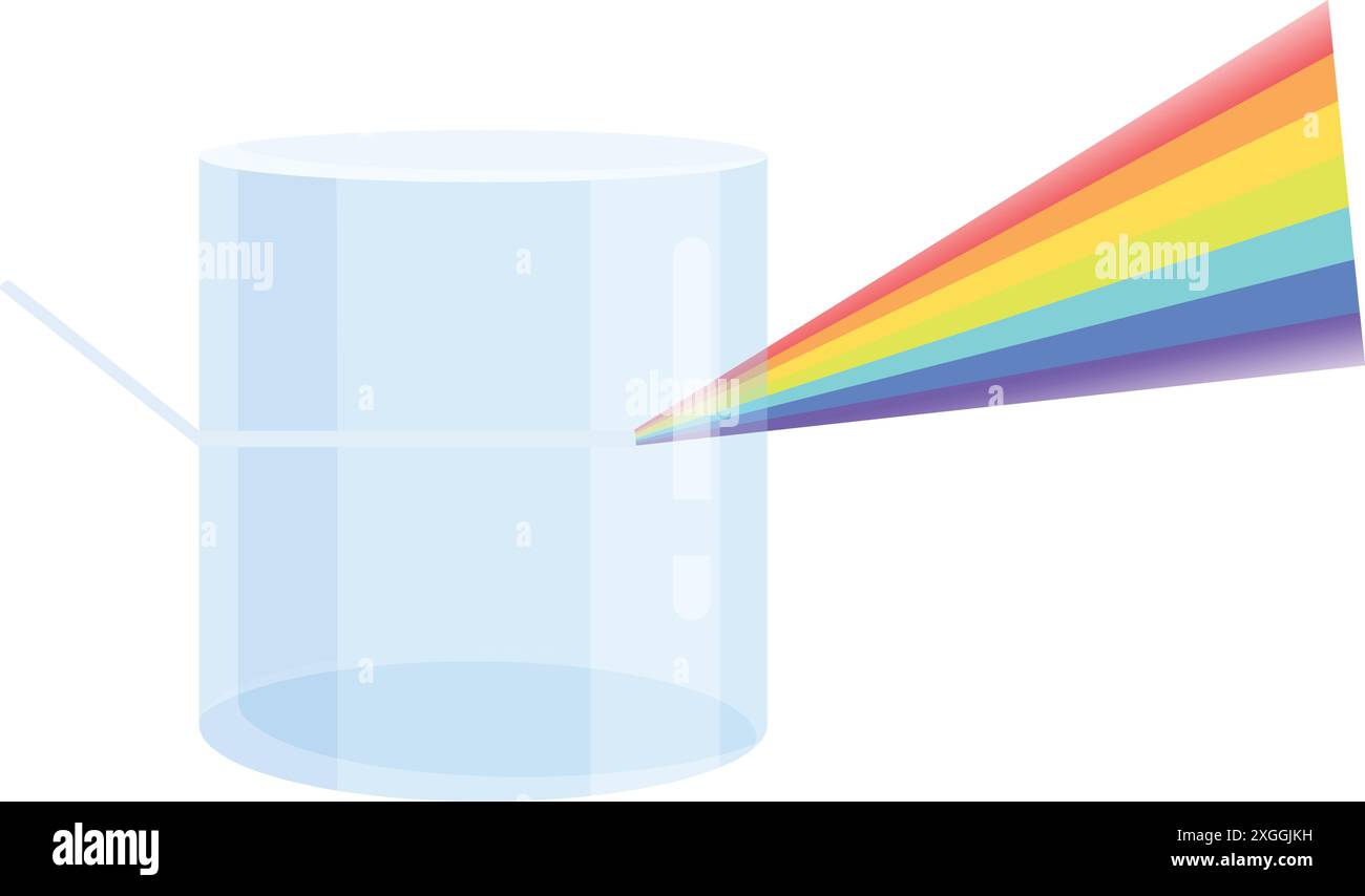 Light beam passing through triangular prism creating rainbow effect ...