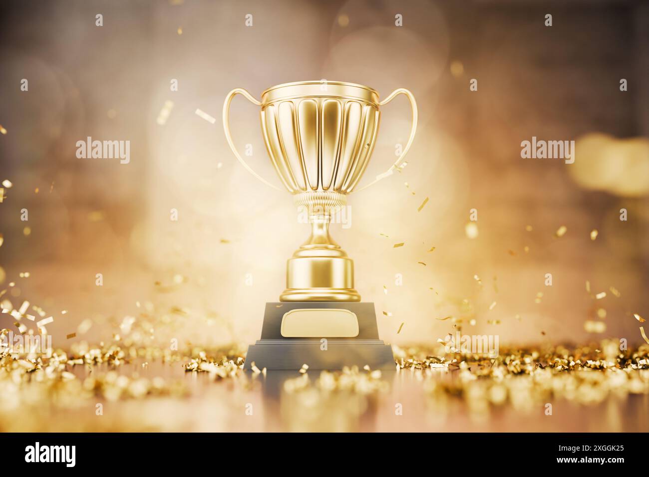 The winner's shiny gold cup symbolizes victory and success in ...
