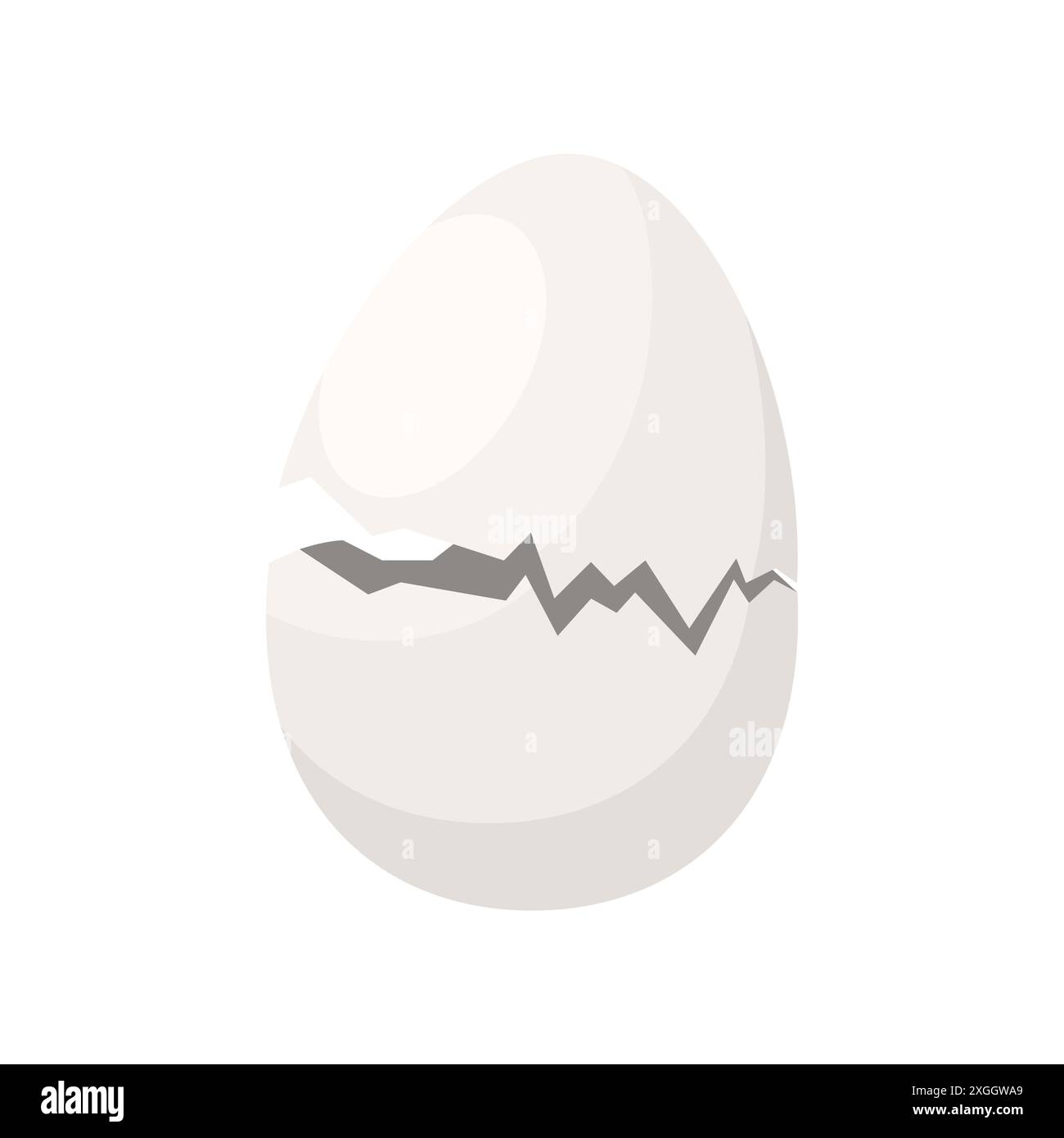 Cracked white farm hens egg opening fragile shells to give birth to