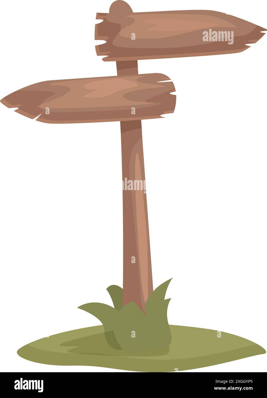 Illustration featuring a blank wooden road sign pointing left and right ...