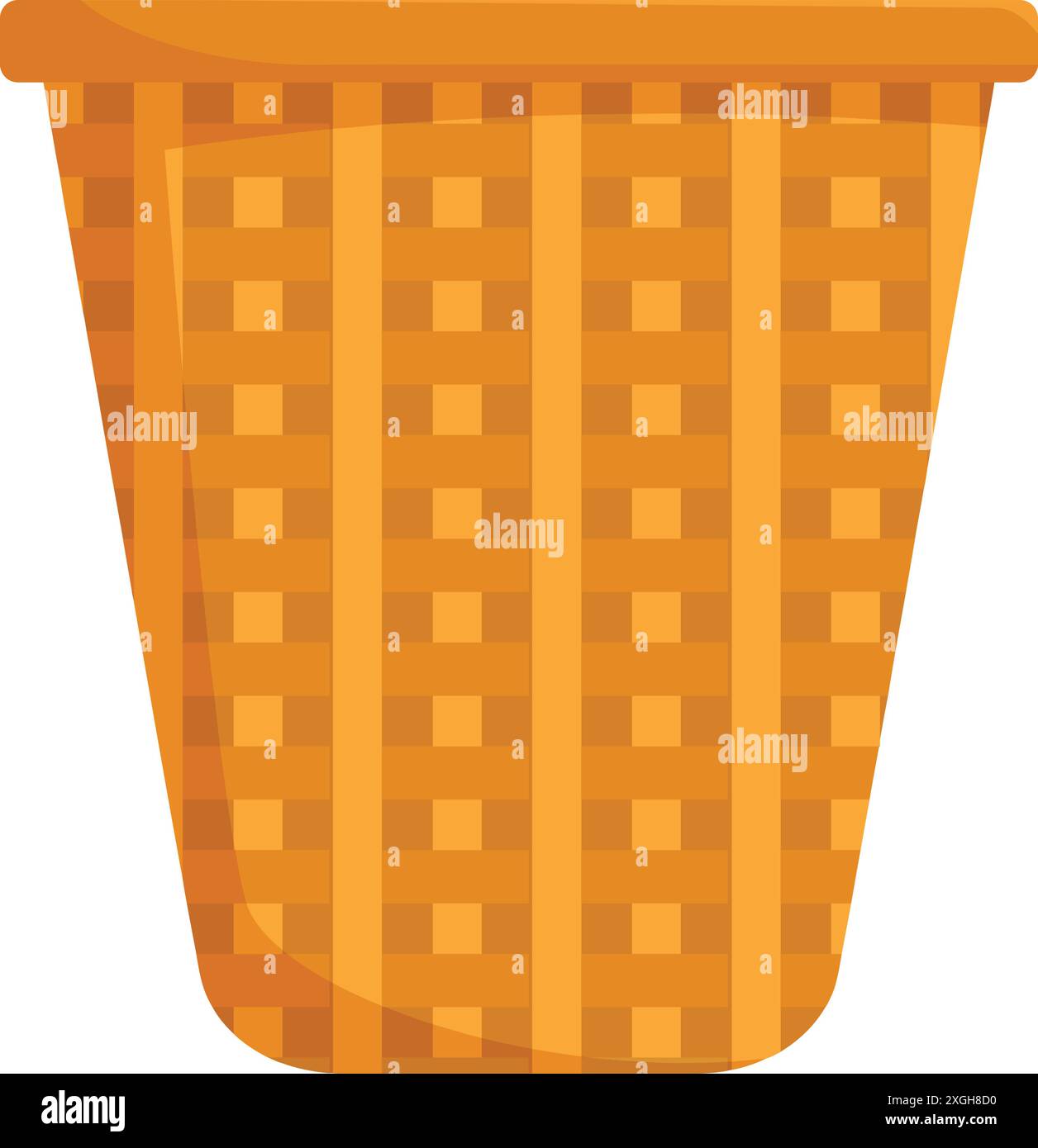 Empty wicker basket for harvesting standing on white background Stock Vector