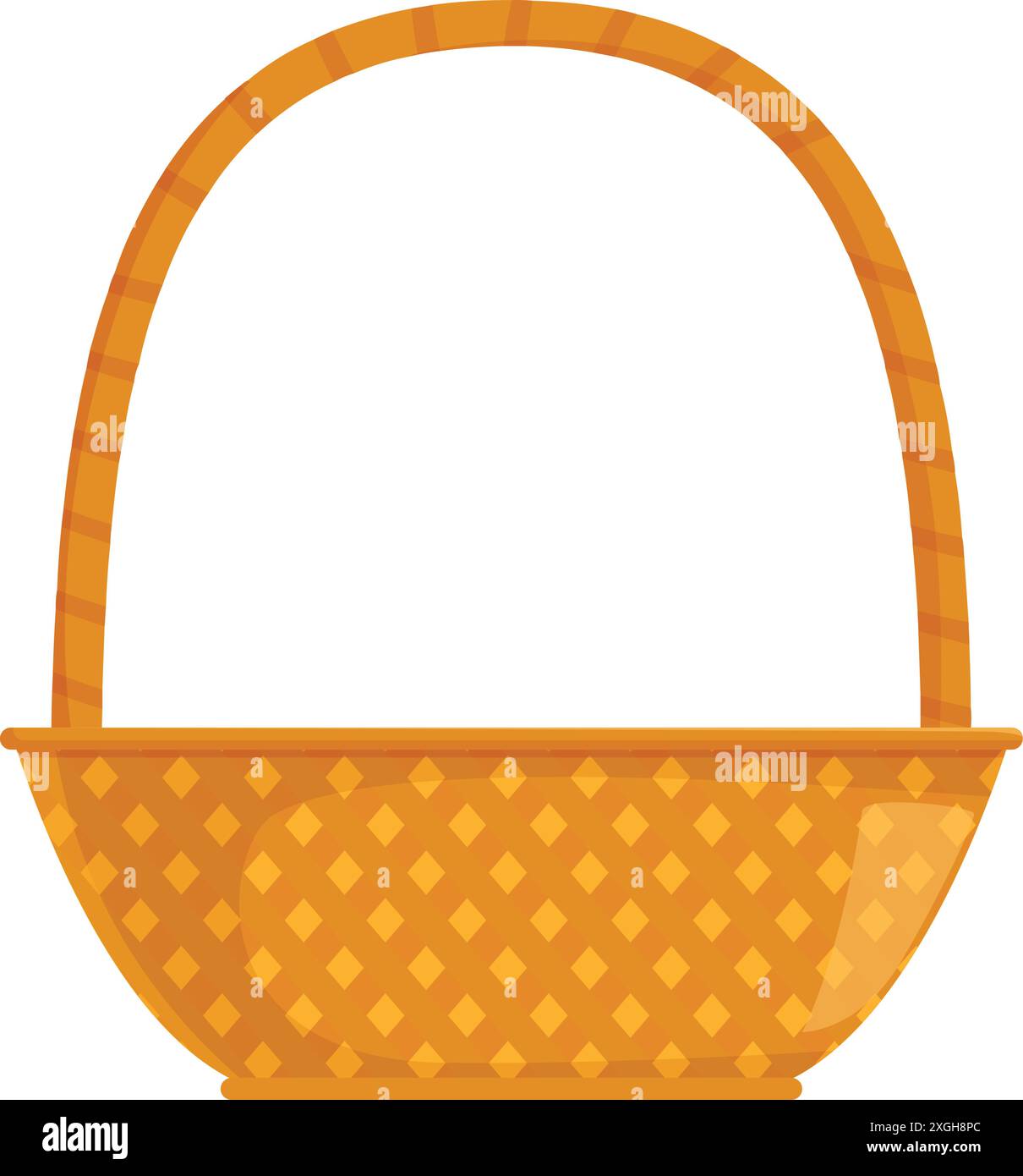 Empty wicker basket with handle standing on white background, side view Stock Vector