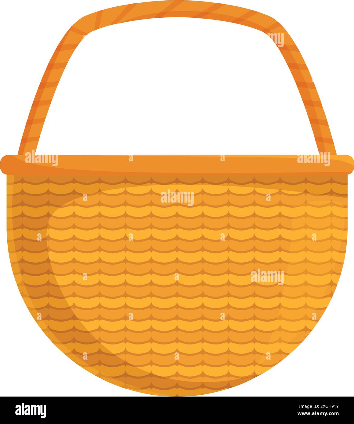 Empty wicker basket standing up, woven container for storage or carrying Stock Vector
