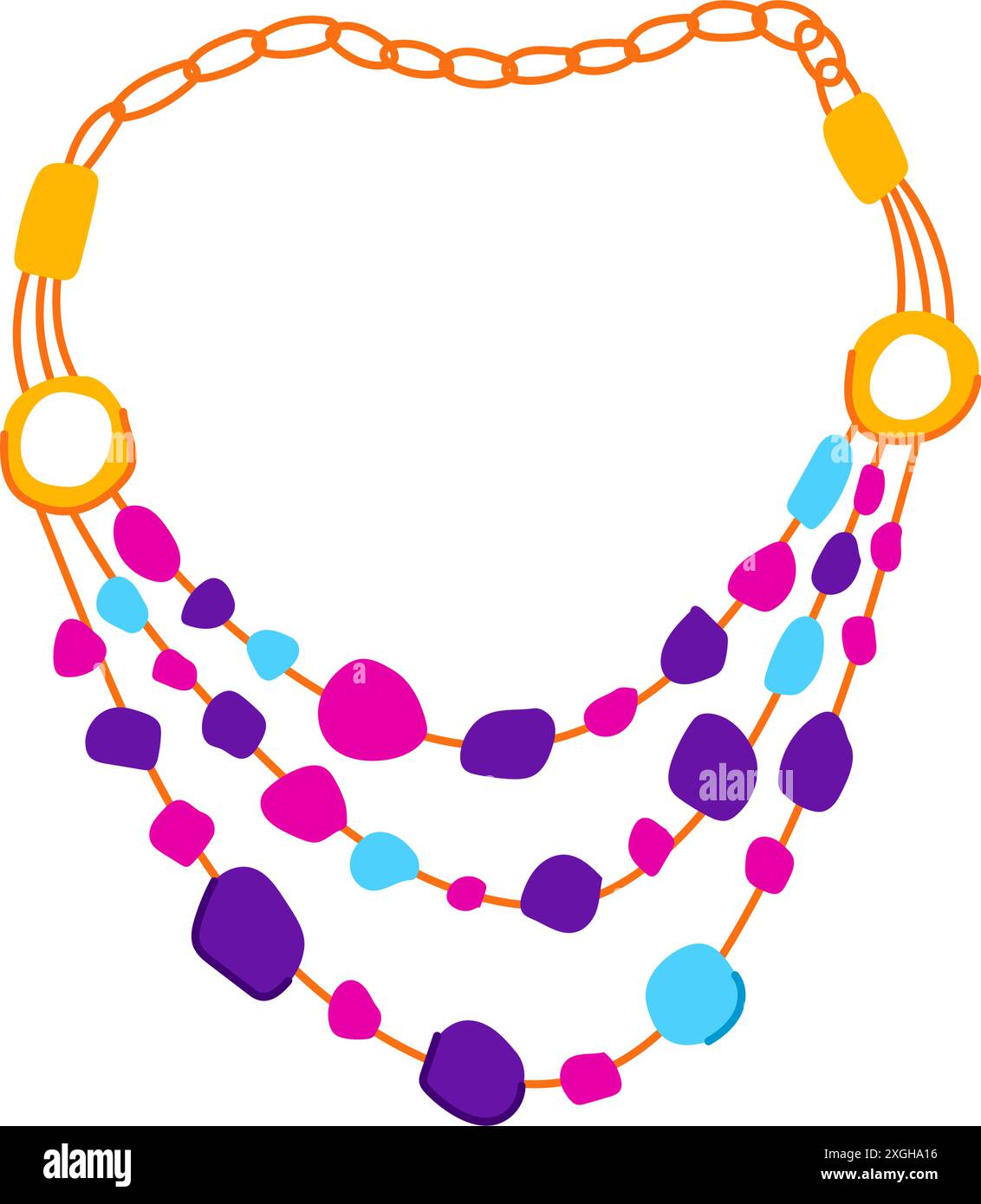 chain beads necklace cartoon vector illustration Stock Vector Image ...