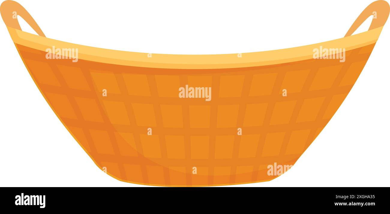 Empty wicker basket waiting to be used for grocery shopping at the farmers market Stock Vector