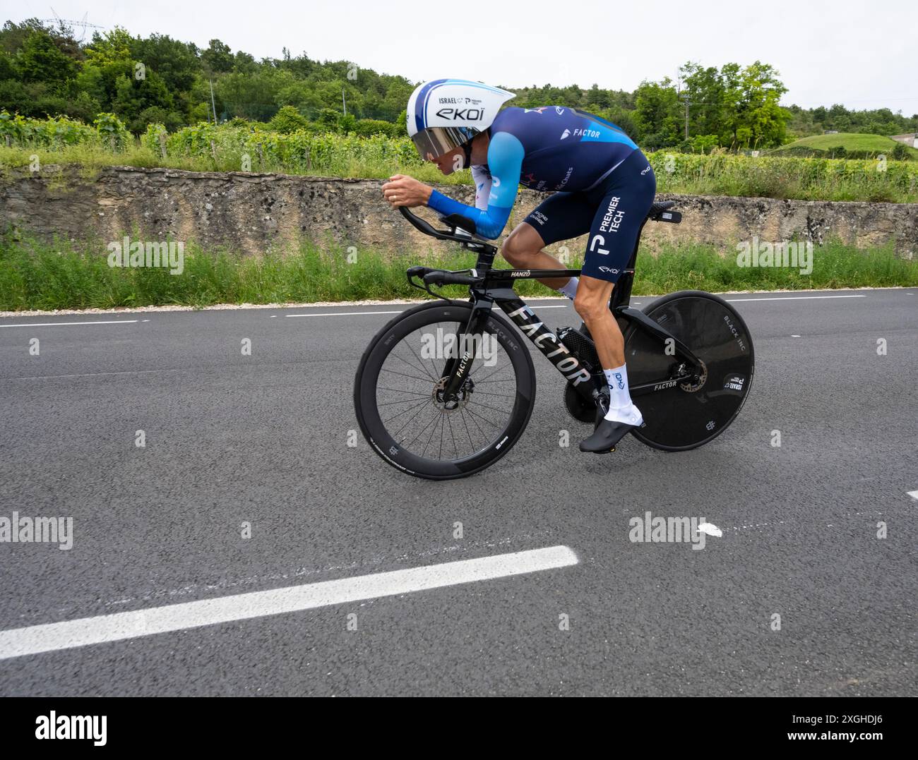 Jakob Fuglsang, Israel-Premier Tech, 2024 Tour de france stage 7 timetrial from Nuits-Saint-Georges to Gevrey-Chambertin, Burgundy, France. Stock Photo