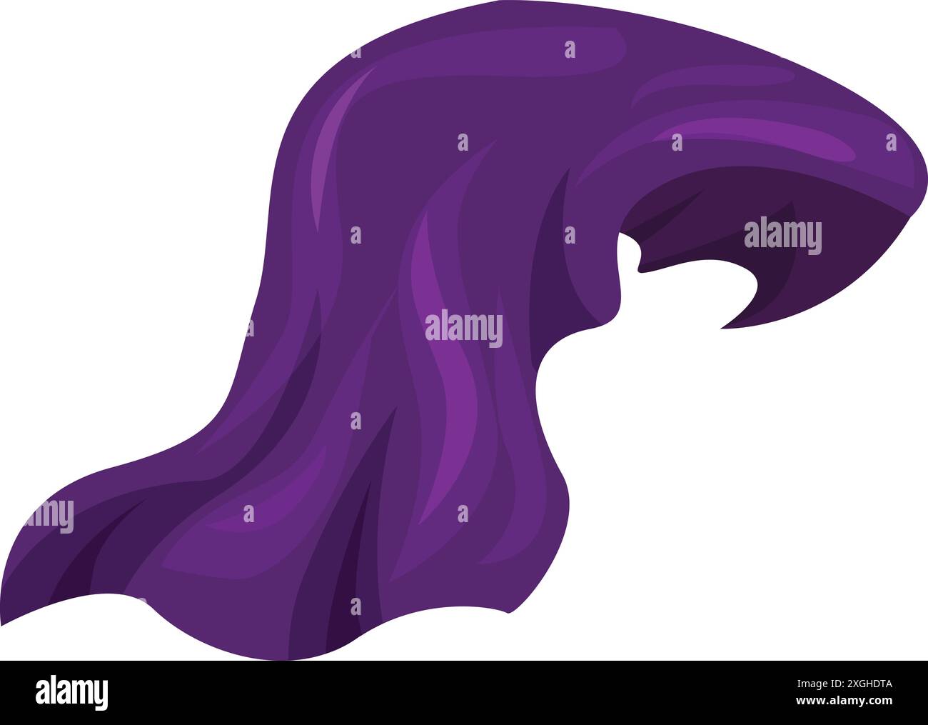 Flowing purple cloth is waving, creating an elegant and dynamic effect Stock Vector