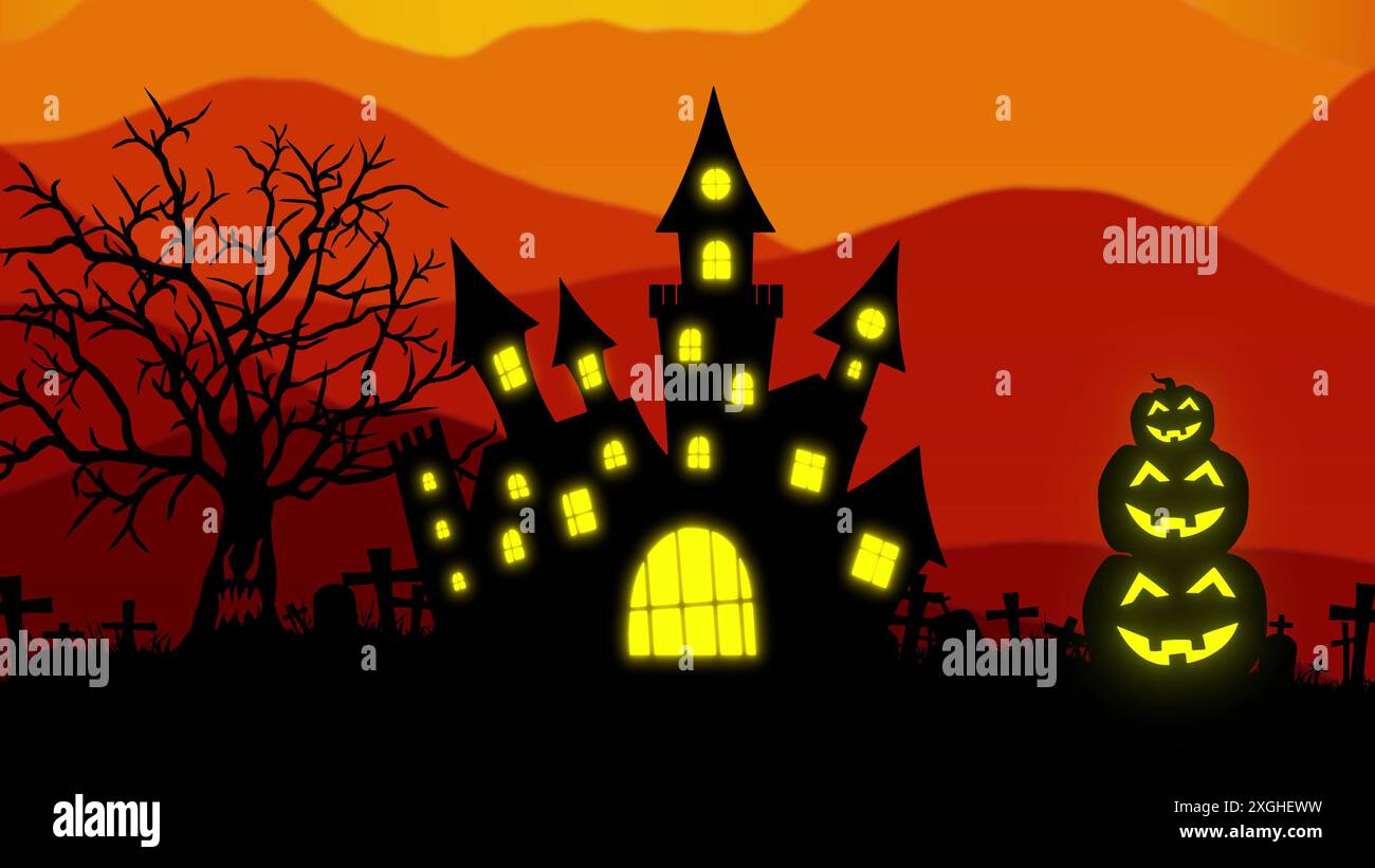 Halloween background with the concept of Spooky Pumpkins and Haunted ...