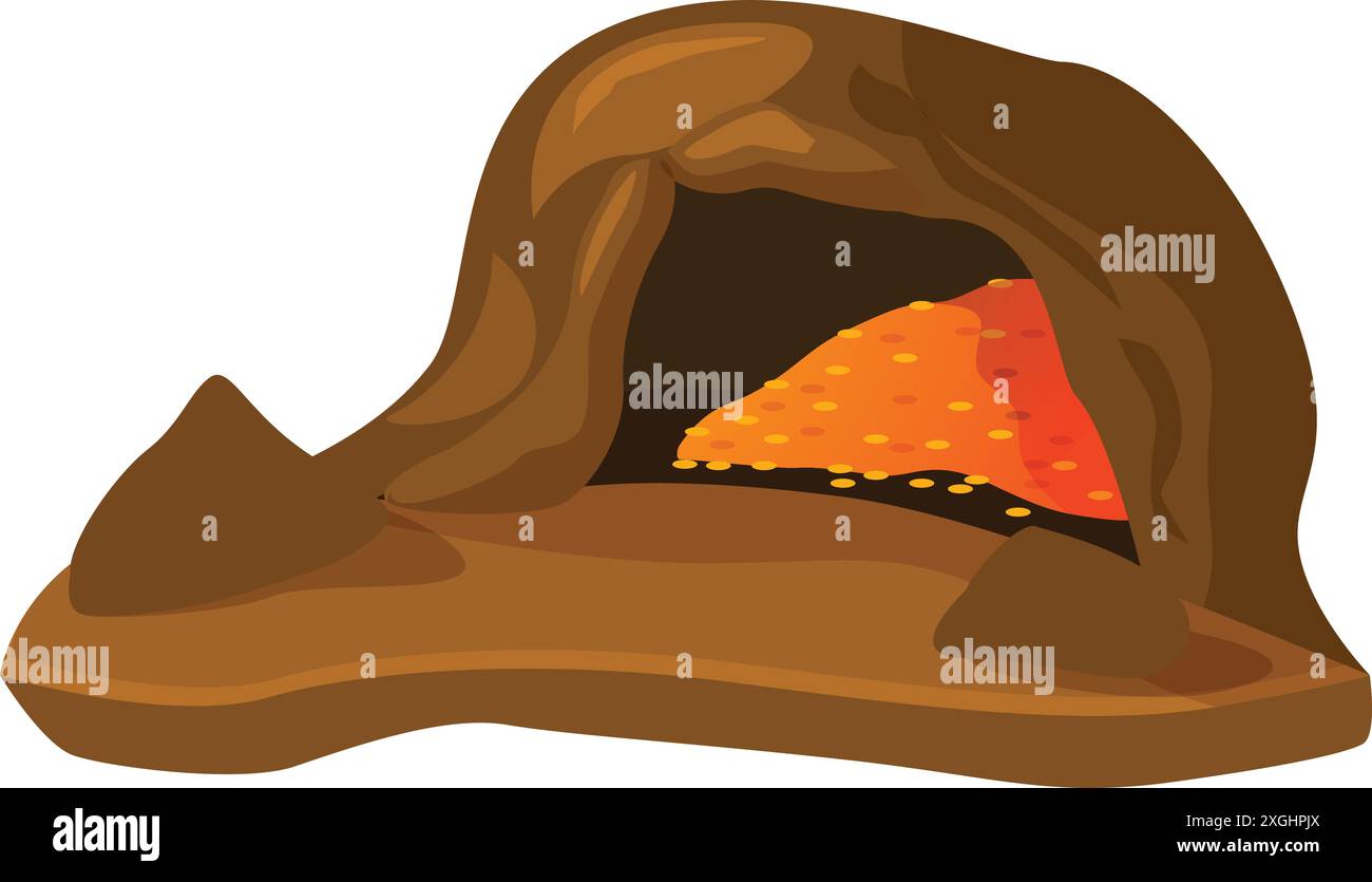 Brown cave entrance with a pile