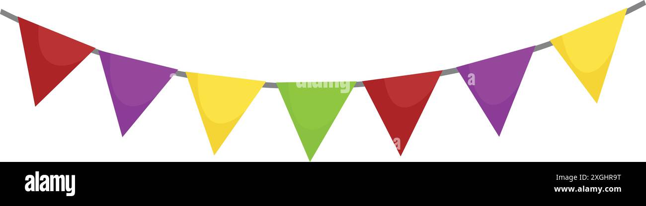 Colorful triangle flags are hanging on string decoration for ...