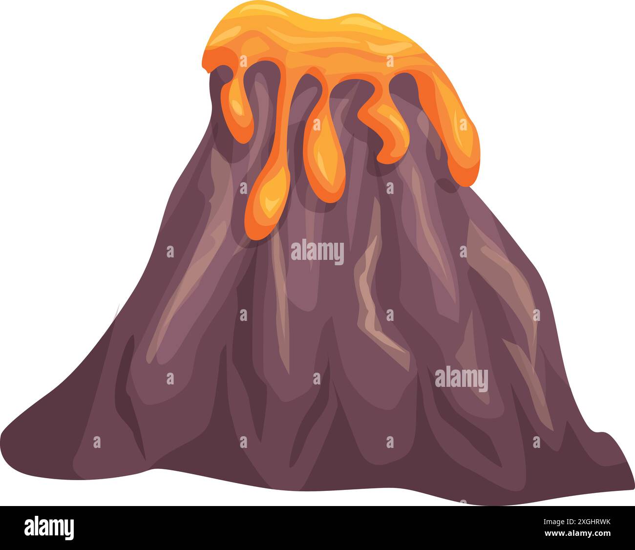 Cartoon illustration of a volcano erupting spewing molten lava Stock ...