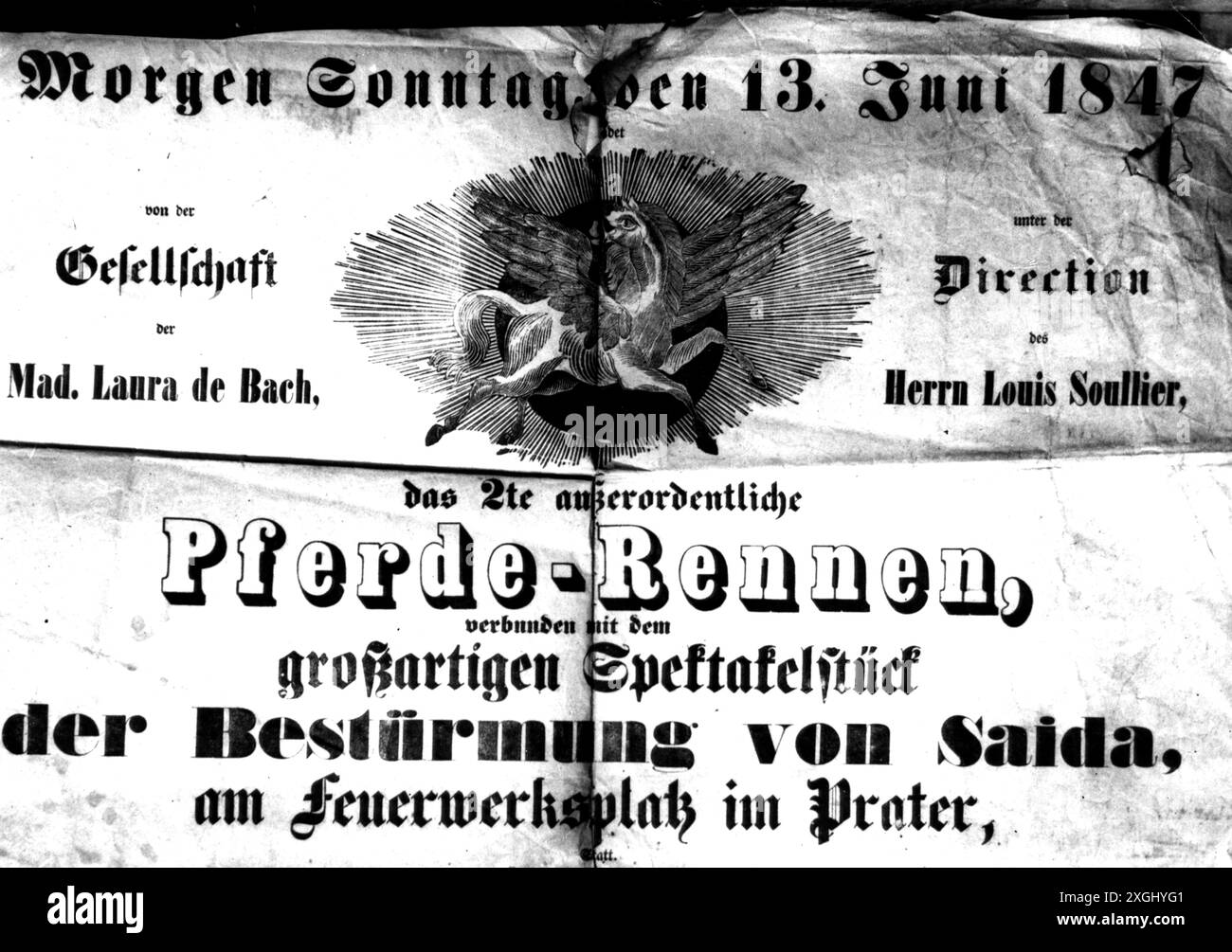 circus, animals, horse race with spectacle 'Assault on Saida', by company Laura de Bach, ADDITIONAL-RIGHTS-CLEARANCE-INFO-NOT-AVAILABLE Stock Photo