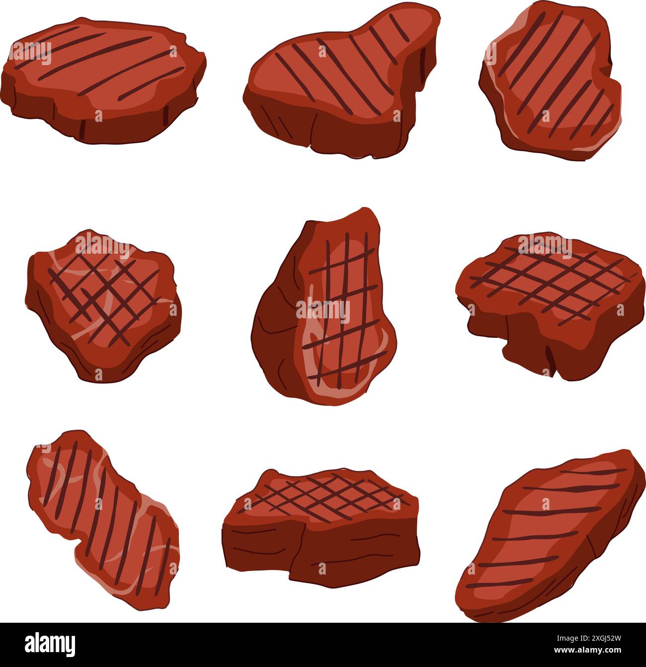 steak grill set cartoon vector illustration Stock Vector Image & Art ...