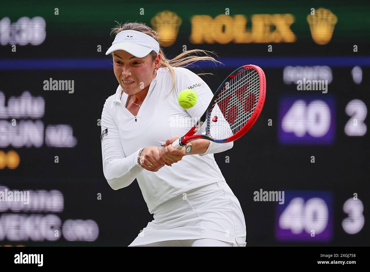 London, London, Great Britain. 9th July, 2024. Donna Vekic (CRO) in action, returns with backhand during the The Championships Wimbledon (Credit Image: © Mathias Schulz/ZUMA Press Wire) EDITORIAL USAGE ONLY! Not for Commercial USAGE! Stock Photo