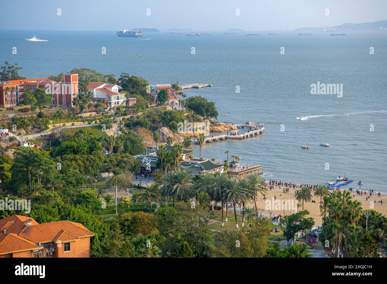 Panoramic view of Gulangyu Island in Xiamen, China, copy space for text Stock Photo