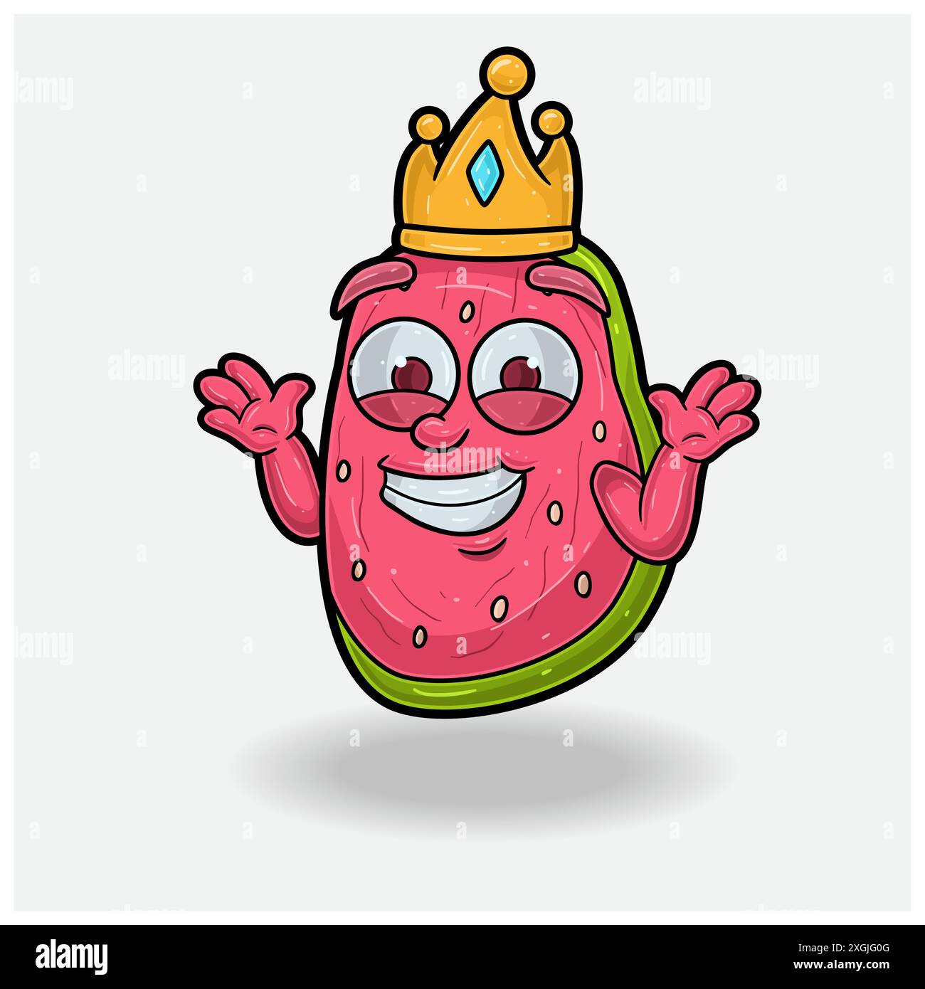 Guava Fruit With Dont Know Smile expression. Mascot cartoon character for flavor, strain, label and packaging product. Vector Illustration Stock Vector