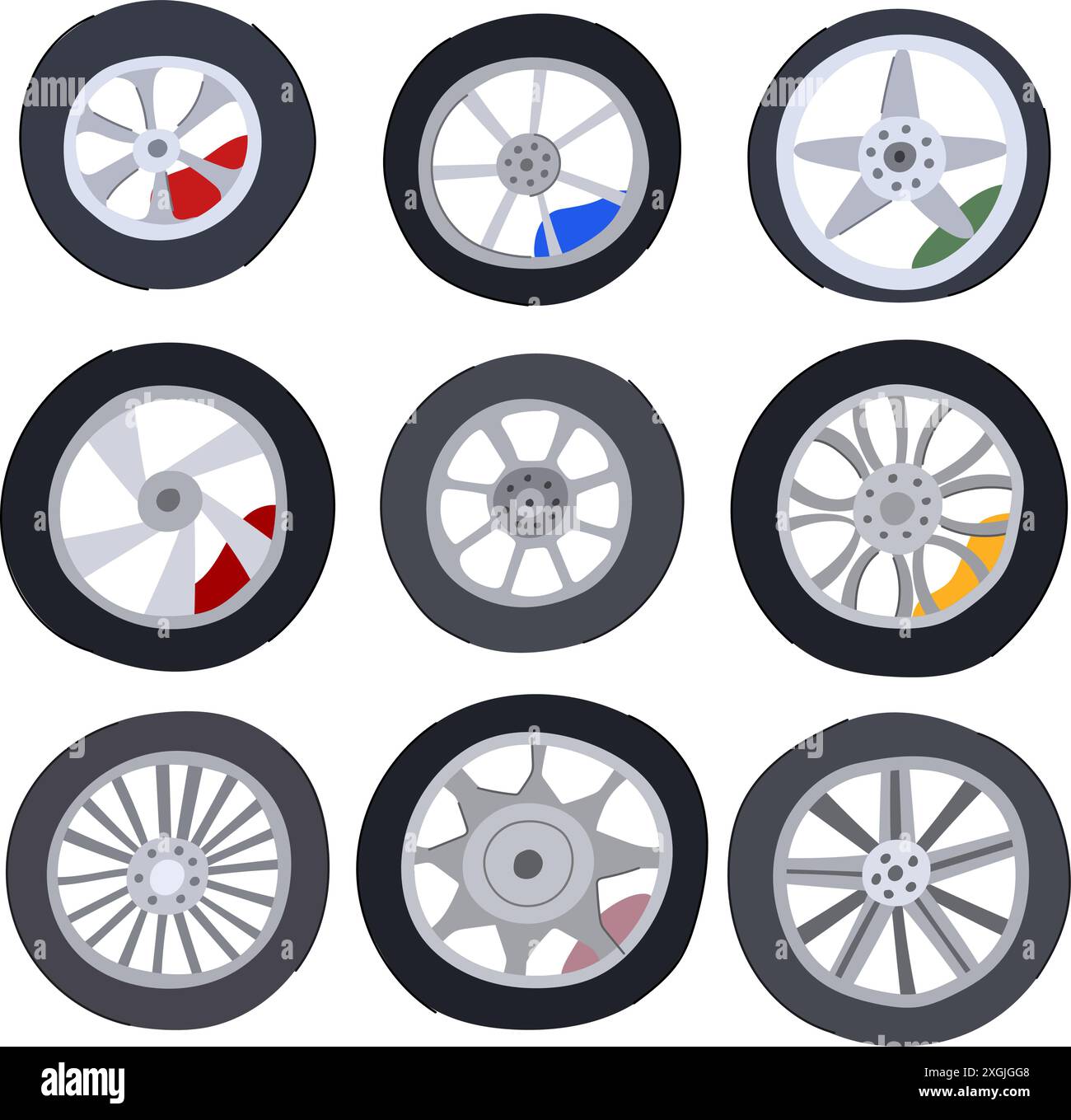 wheel car set cartoon vector illustration Stock Vector Image & Art - Alamy