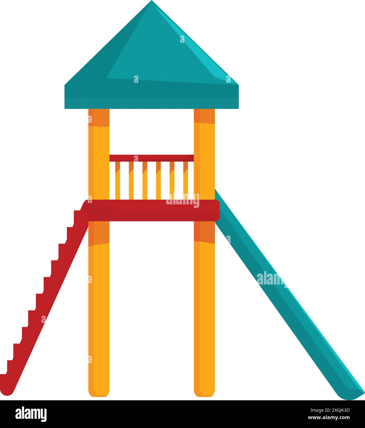 Colorful playground tower with slide inviting children to have fun ...