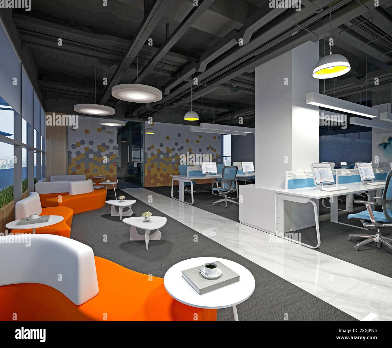 3d render office interior Stock Photo - Alamy