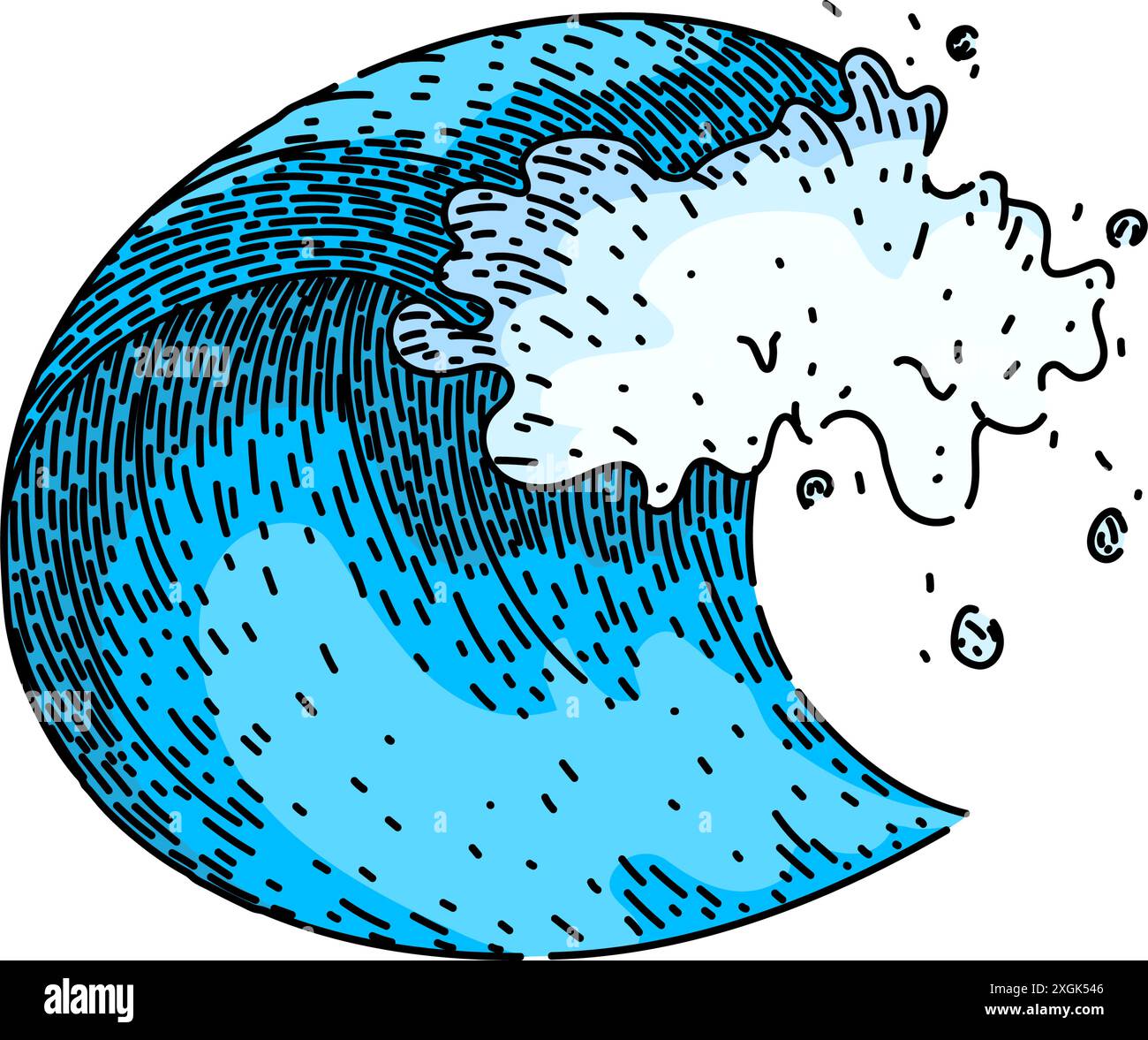 blue ocean wave sketch hand drawn vector Stock Vector Image & Art - Alamy