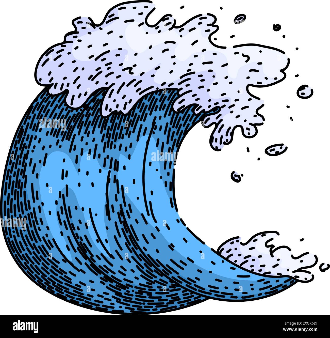 beach ocean wave sketch hand drawn vector Stock Vector Image & Art - Alamy