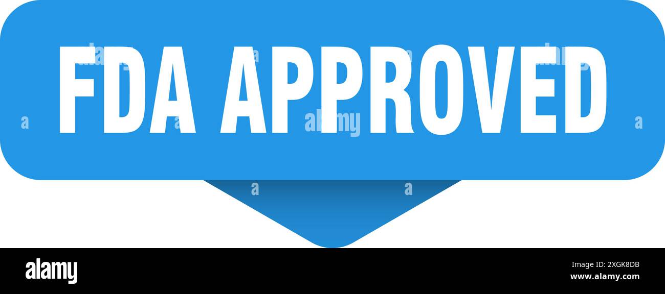 fda approved sticker. fda approved sign on transparent background. rectangular button Stock Vector