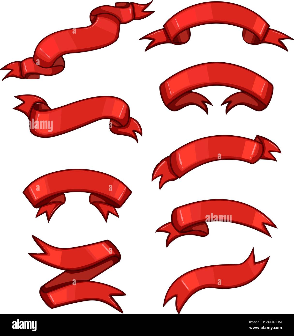 red ribbon set cartoon vector illustration Stock Vector Image & Art - Alamy