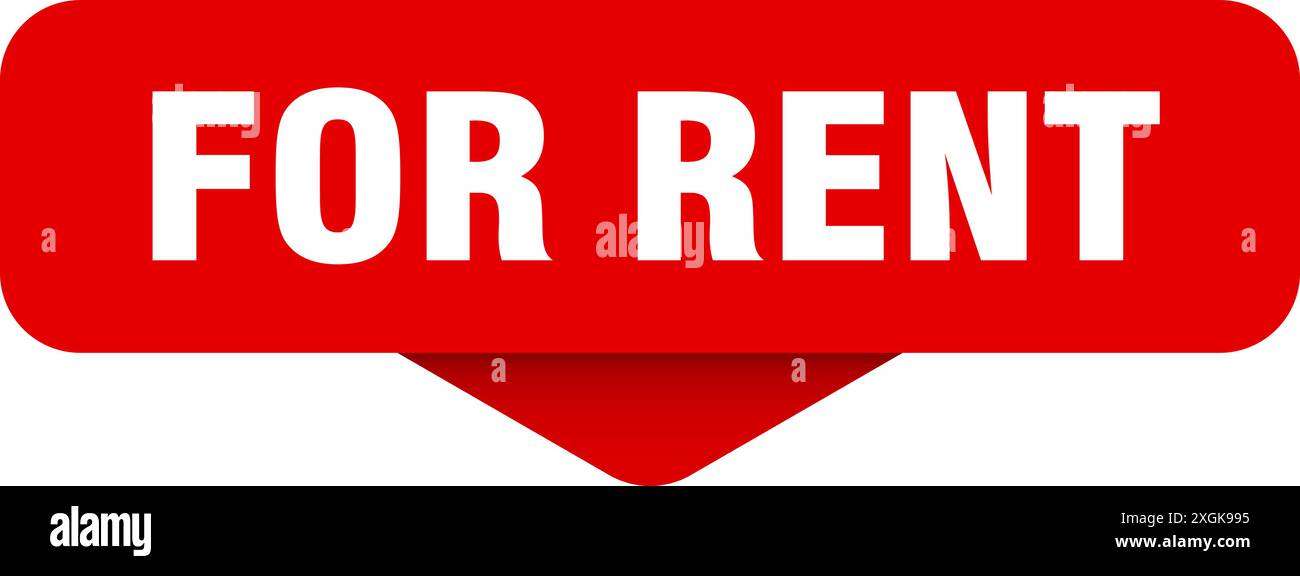for rent sticker. for rent sign on transparent background. rectangular button Stock Vector