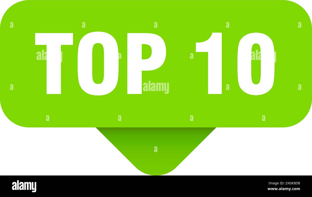 top 10 sticker. top 10 sign on transparent background. rectangular ...