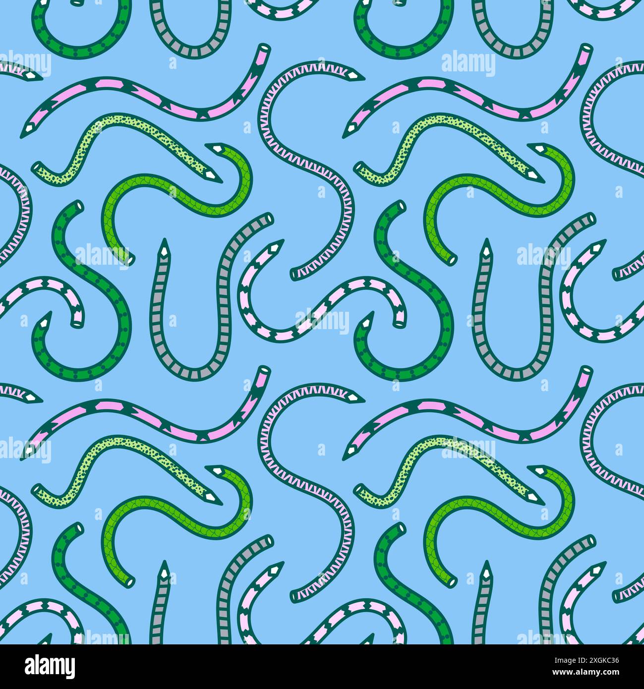 Cartoon pencil seamless school pattern for wrapping paper and fabrics and linens and kids clothes print and kindergarten accessories and notebooks. Hi Stock Photo