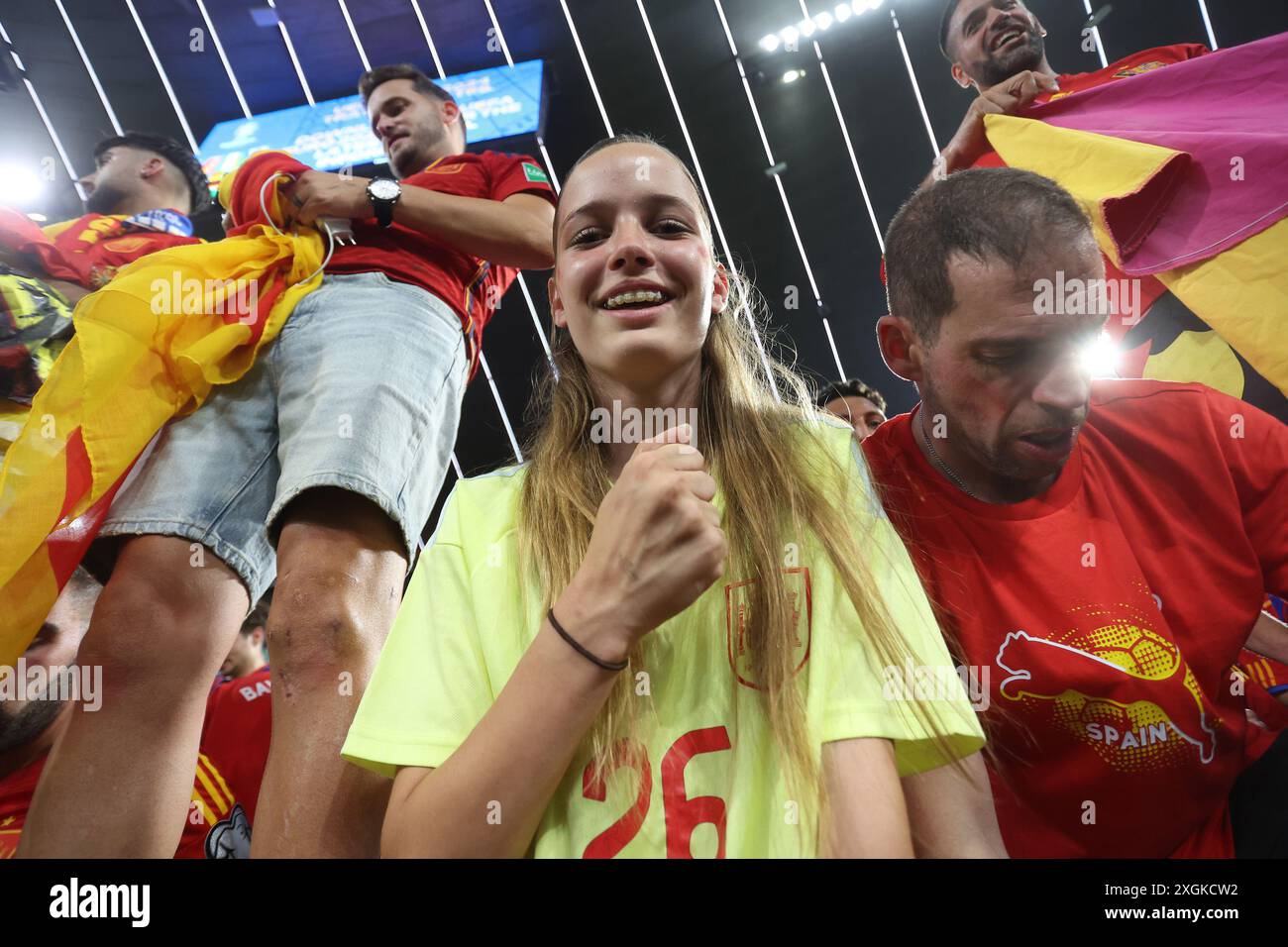 Spain Fans Munich, Germany 09.07.2024: Spanish fans celebrate the victory at the ...