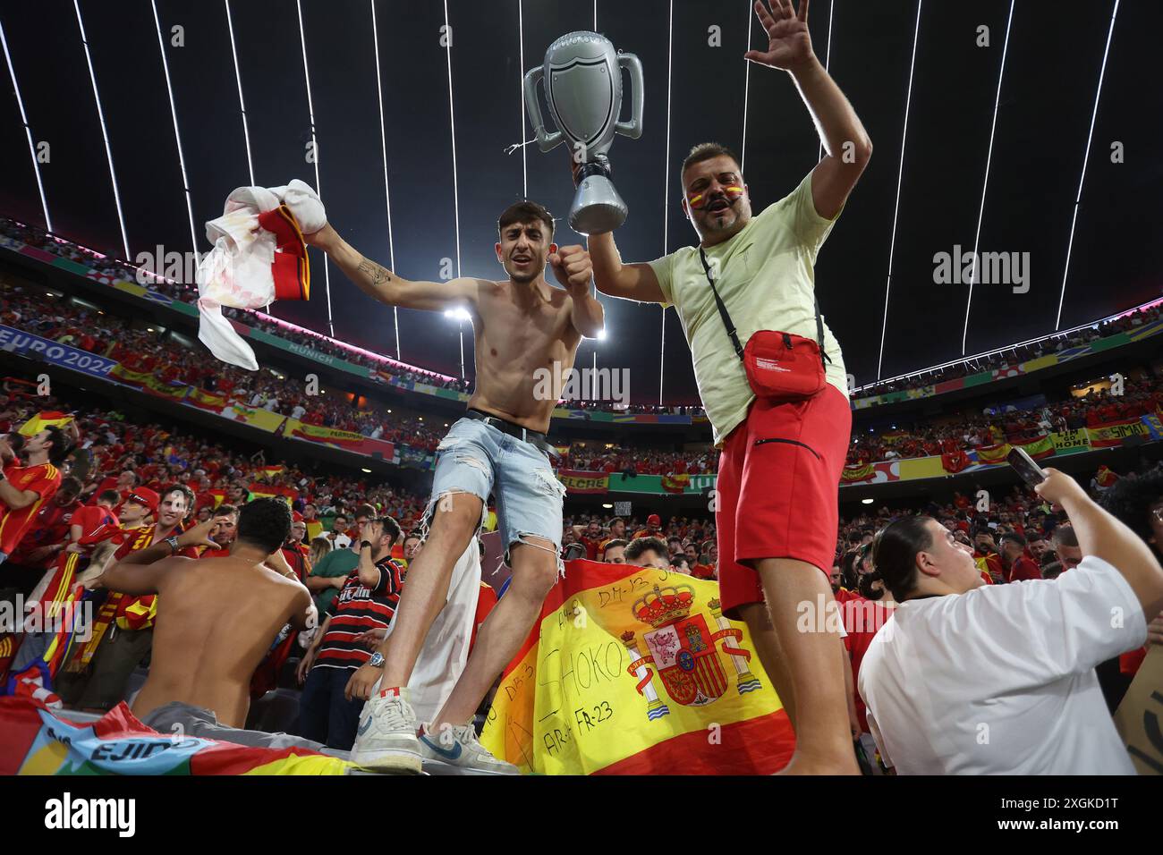 Spain Fans Munich, Germany 09.07.2024: Spanish fans celebrate the victory at the ...
