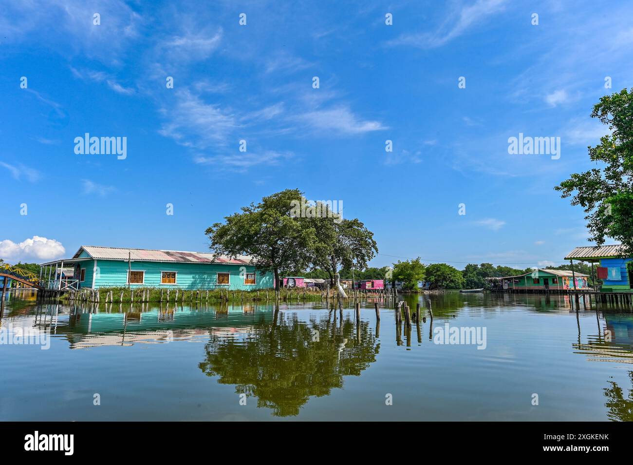 Stilted Community Nueva Venecia's traditional architecture features stilt houses built ...