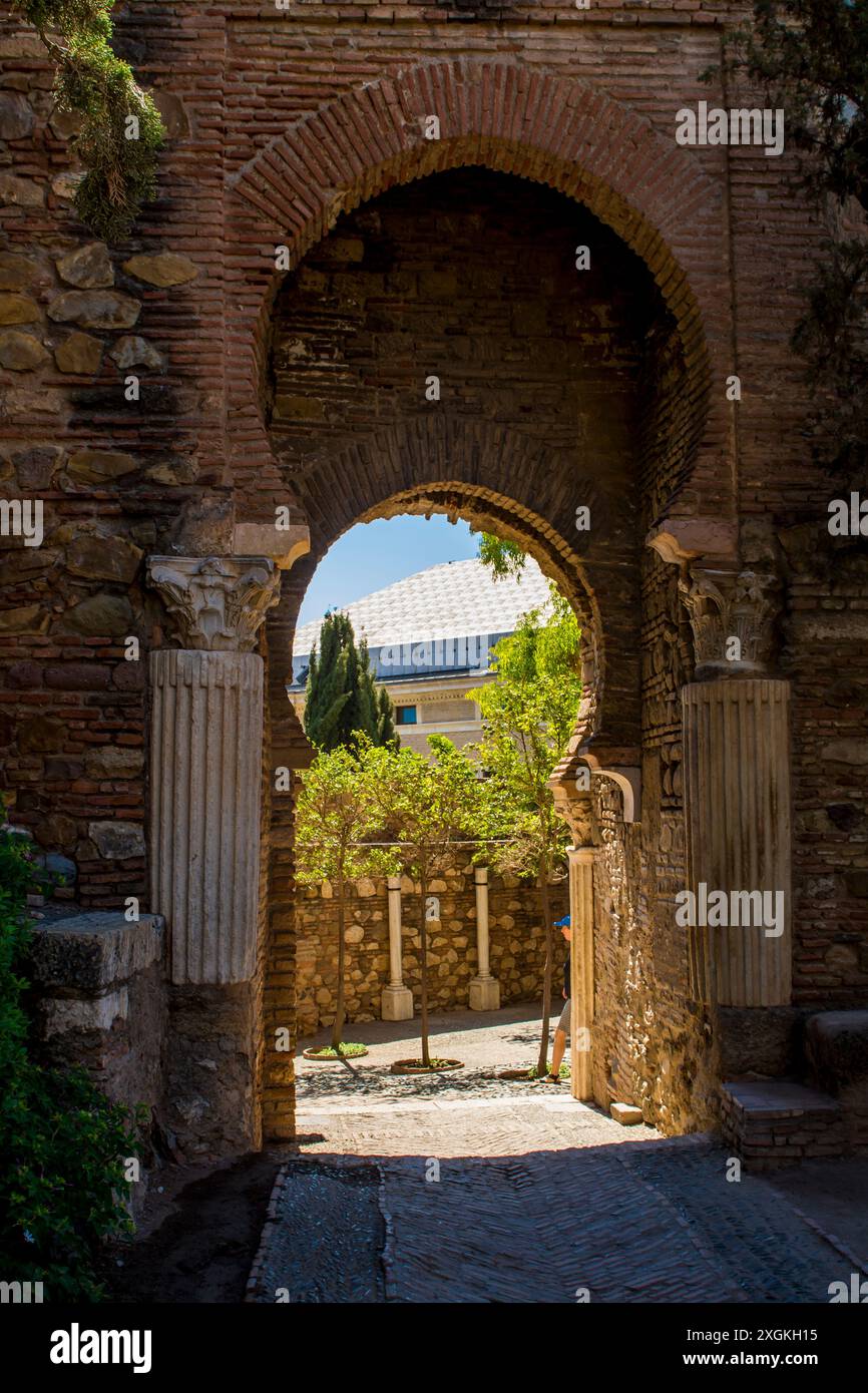 The Alcazaba and Castle of Gibralfaro on Mount Malaga above the old town, malaga, spain. Stock Photo