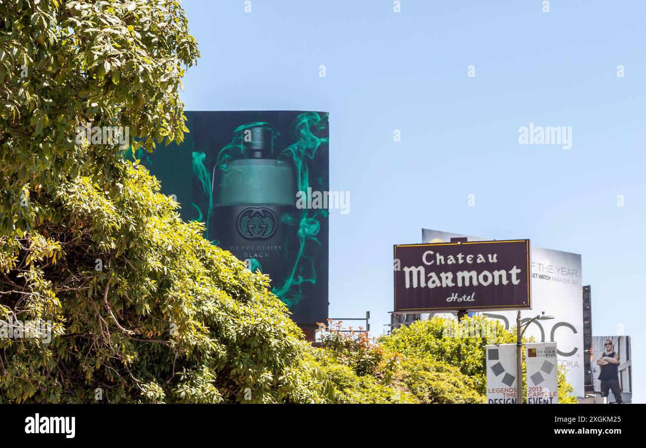 Chateau Marmont Sign on Sunset Boulevard Hollywood California Stock Photo