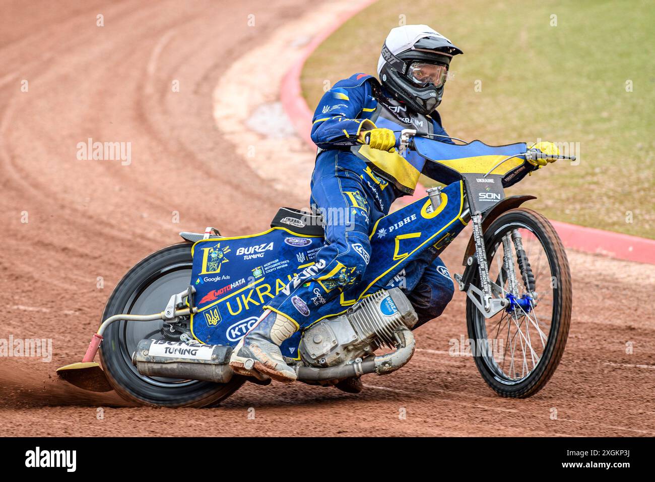 Stanislav Melnychuk of Ukraine practices during the Monster Energy FIM Speedway of Nations Semi-Final 1 at the National Speedway Stadium, Manchester on Tuesday 9th July 2024. (Photo: Ian Charles | MI News) Stock Photo