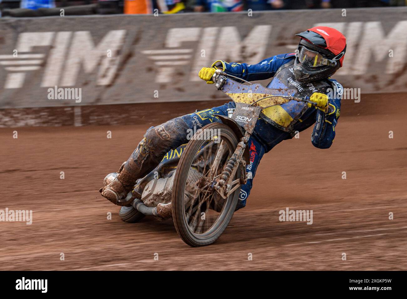 Stanislav Melnychuk of Ukraine in action during the Monster Energy FIM Speedway of Nations Semi-Final 1 at the National Speedway Stadium, Manchester on Tuesday 9th July 2024. (Photo: Ian Charles | MI News) Credit: MI News & Sport /Alamy Live News Stock Photo