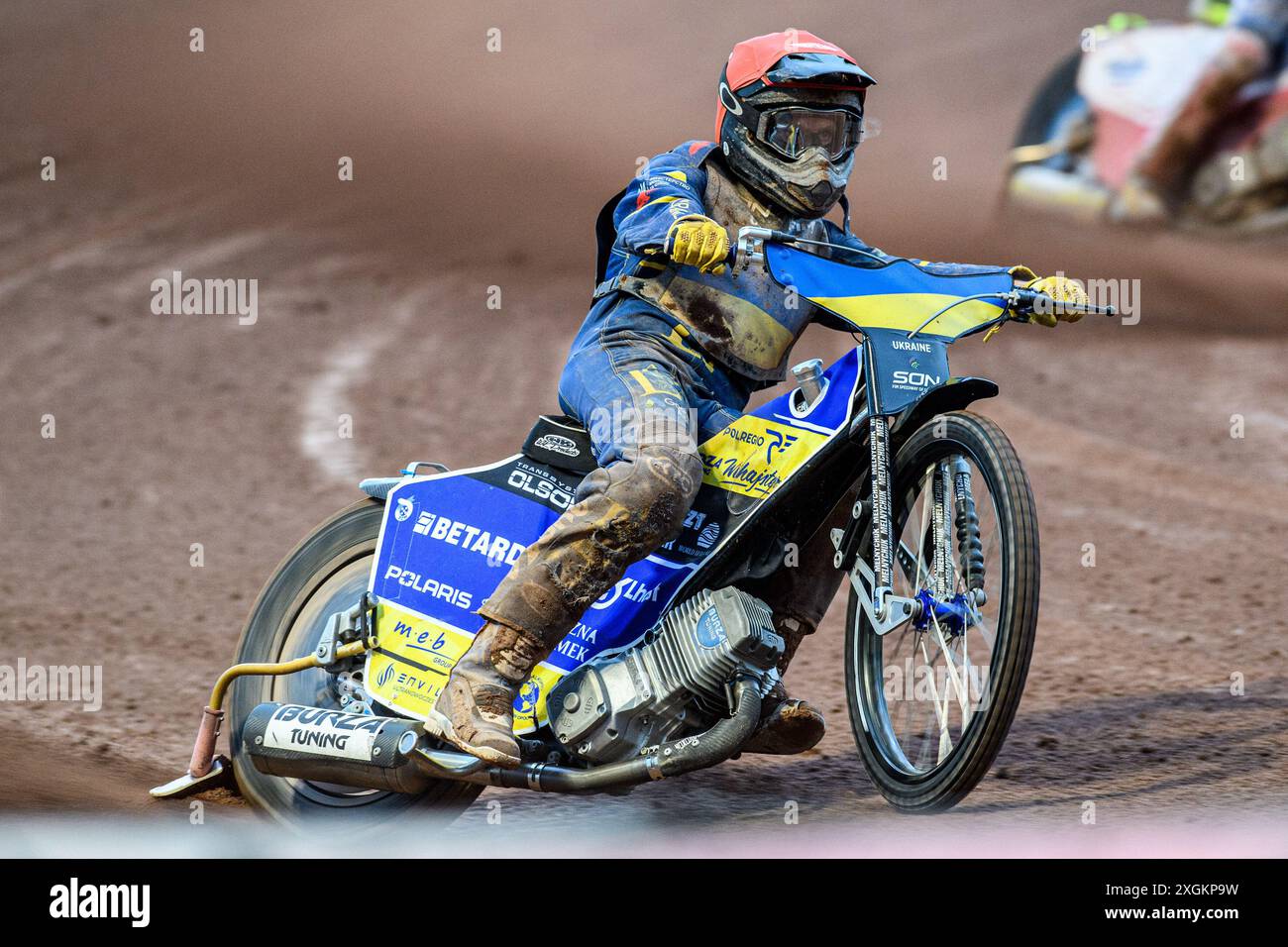 Stanislav Melnychuk of Ukraine in action during the Monster Energy FIM Speedway of Nations Semi-Final 1 at the National Speedway Stadium, Manchester on Tuesday 9th July 2024. (Photo: Ian Charles | MI News) Credit: MI News & Sport /Alamy Live News Stock Photo