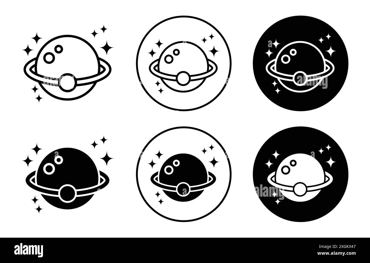 Astronomy icon logo sign vector outline in black and white color Stock ...