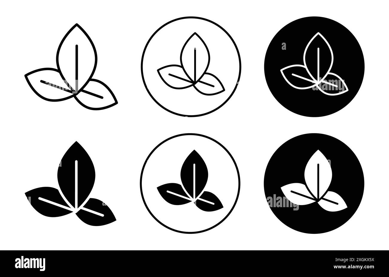 Basil icon logo sign vector outline in black and white color Stock Vector